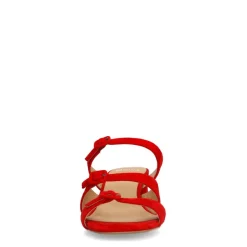 Manfield Rode suède sandalen met hak en gespjes^DAMES Sandalen