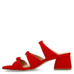 Manfield Rode suède sandalen met hak en gespjes^DAMES Sandalen