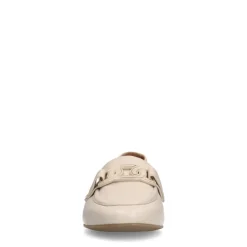 Manfield Roomwitte leren loafers met detail^DAMES Loafers