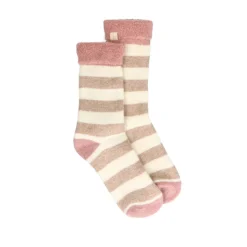 Manfield Roze gestreepte cosy sokken^ Sokken