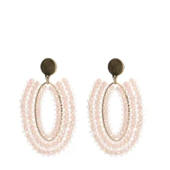 Manfield Roze kralen oorbellen met goudkleurige details^ Sieraden
