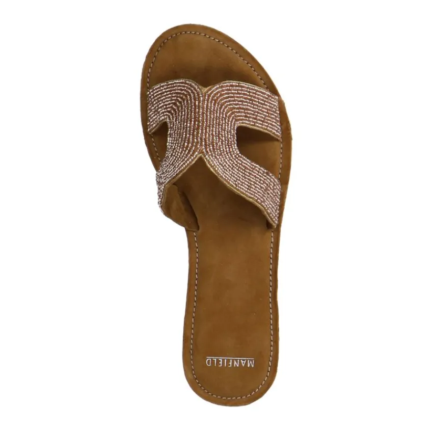 Manfield Roze kralen slippers^DAMES Slippers