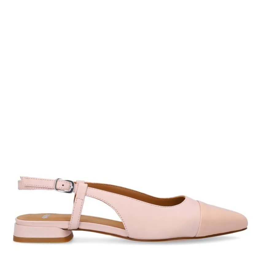 Manfield Roze leren slingbacks met lakleren neus^DAMES Pumps|Slingbacks
