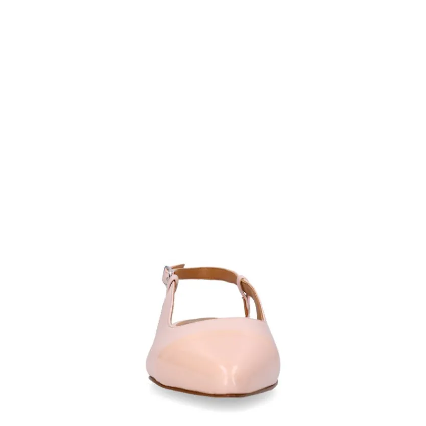 Manfield Roze leren slingbacks met lakleren neus^DAMES Pumps|Slingbacks