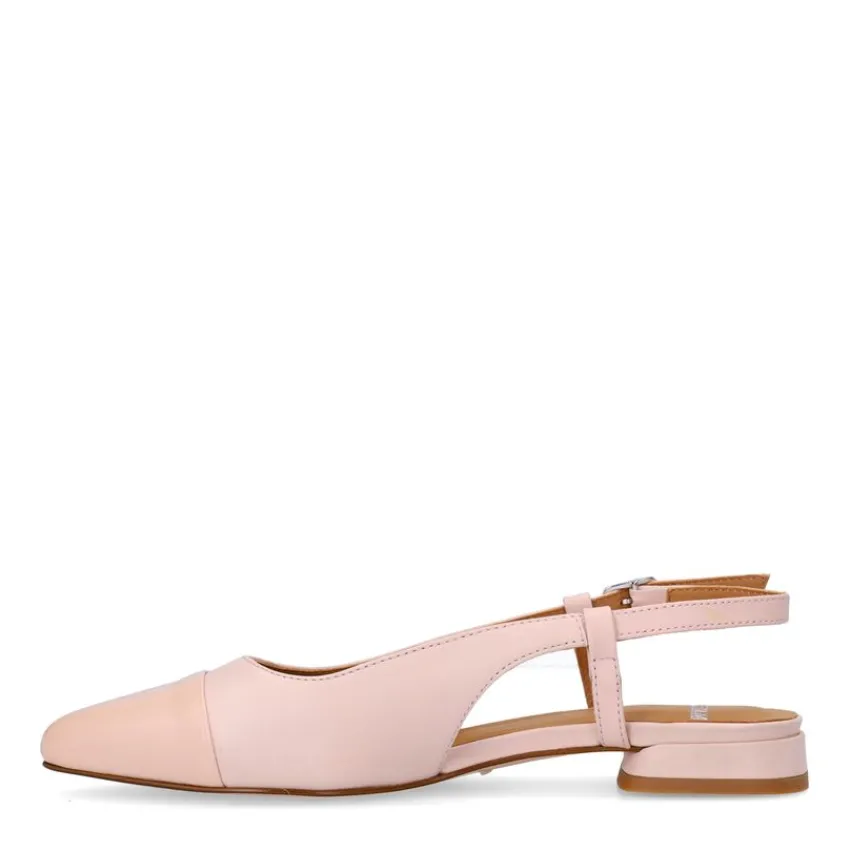 Manfield Roze leren slingbacks met lakleren neus^DAMES Pumps|Slingbacks