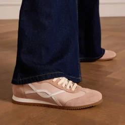 Manfield Roze leren sneakers^DAMES Sneakers