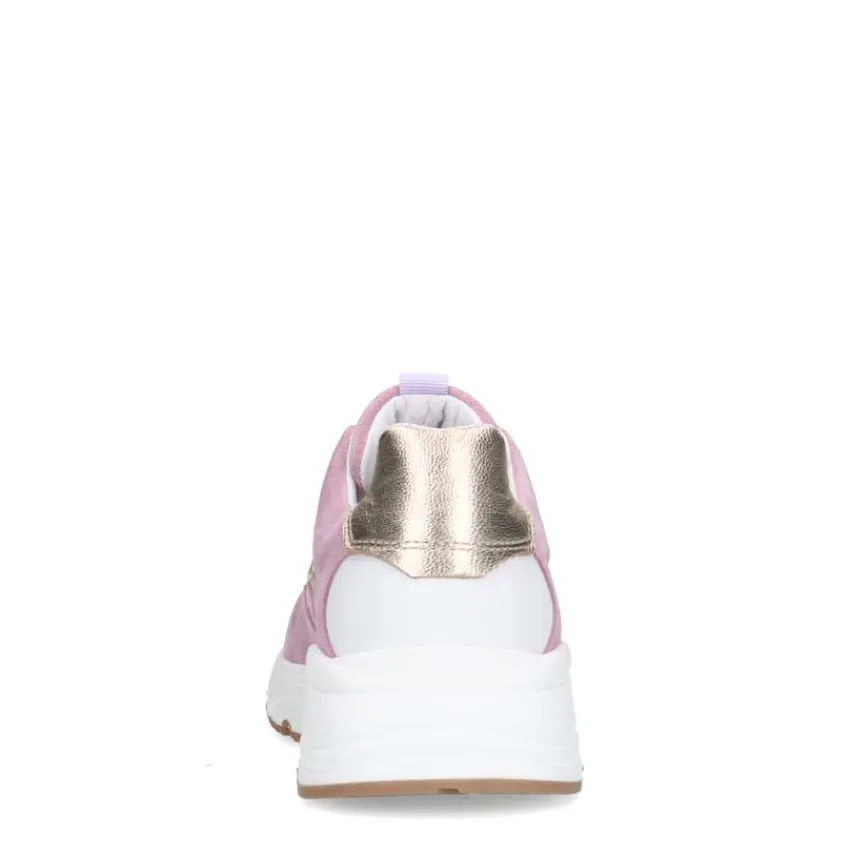 Manfield Roze leren sneakers met metallic details^DAMES Sneakers