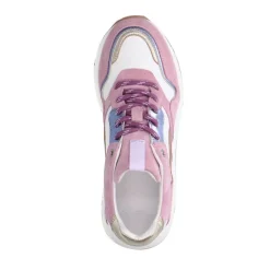 Manfield Roze leren sneakers met metallic details^DAMES Sneakers