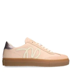 Manfield Roze leren sneakers met suède details^DAMES Sneakers