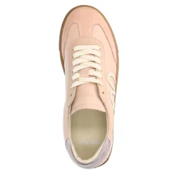 Manfield Roze leren sneakers met suède details^DAMES Sneakers