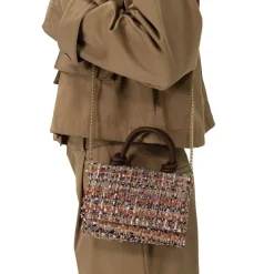 Manfield Roze stoffen handtas^ Schoudertassen