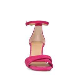 Manfield Roze suède sandalen met hak^DAMES Sandalen