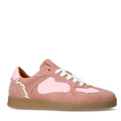 Manfield Roze suède sneakers sneakers met kant^DAMES Sneakers