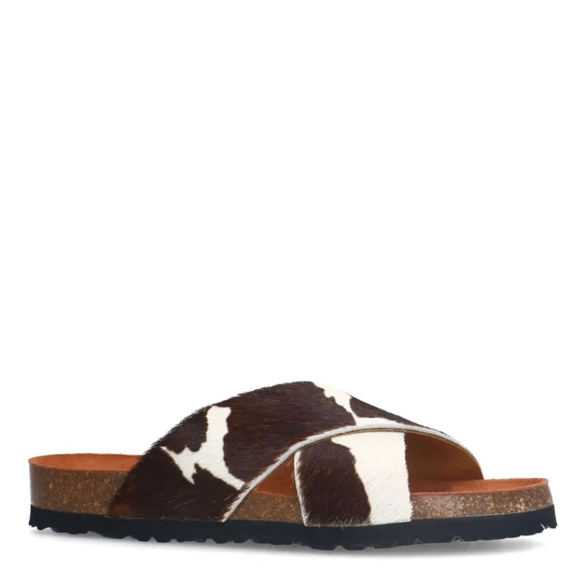 Manfield Slippers met cow print^DAMES Slippers
