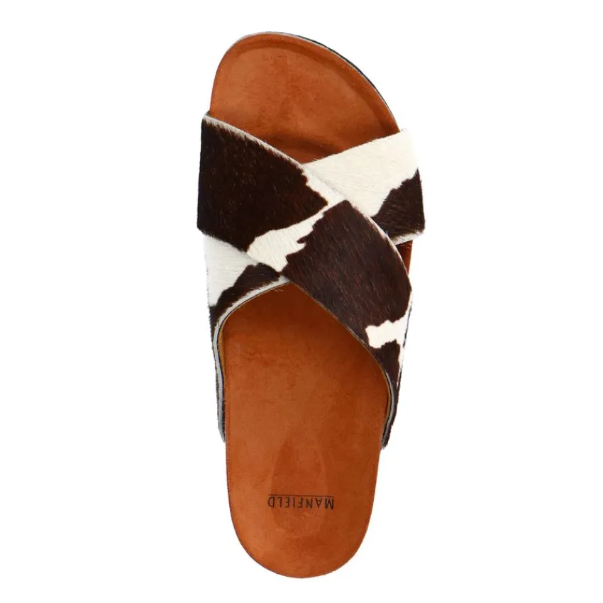 Manfield Slippers met cow print^DAMES Slippers