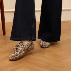 Manfield Suède leopard bootschoenen^DAMES Loafers