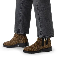 Manfield Suède panter enkellaarsjes^DAMES Enkellaarsjes