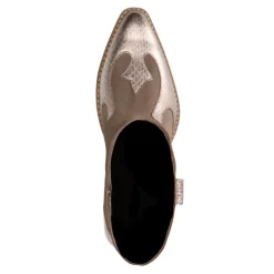 Manfield Taupe cowboylaarzen met goudkleurige metallic details^DAMES Enkellaarsjes