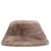 Manfield Taupe hoed van faux fur^ Hoeden & Petten
