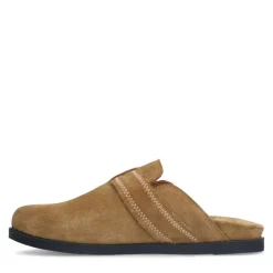 Manfield Taupe instappers met gesp^DAMES Loafers