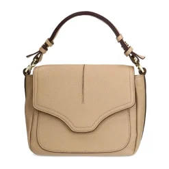 Manfield Taupe leren schoudertas^ Schoudertassen