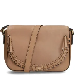 Manfield Taupe leren schoudertas^ Schoudertassen