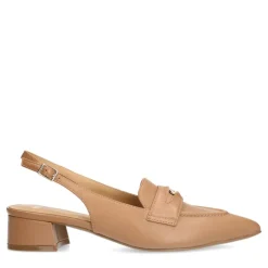 Manfield Taupe leren slingbacks^DAMES Pumps|Slingbacks