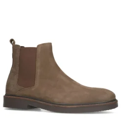 Manfield Taupe nubuck chelsea boots met rits^Heren Boots