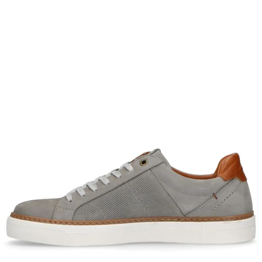 No Stress Taupe nubuck sneakers met witte zool^Heren Sneakers