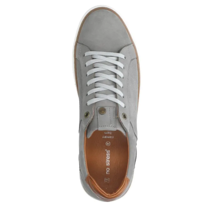 No Stress Taupe nubuck sneakers met witte zool^Heren Sneakers