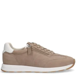 No Stress Taupe nubuck sneakers met rits^DAMES Sneakers