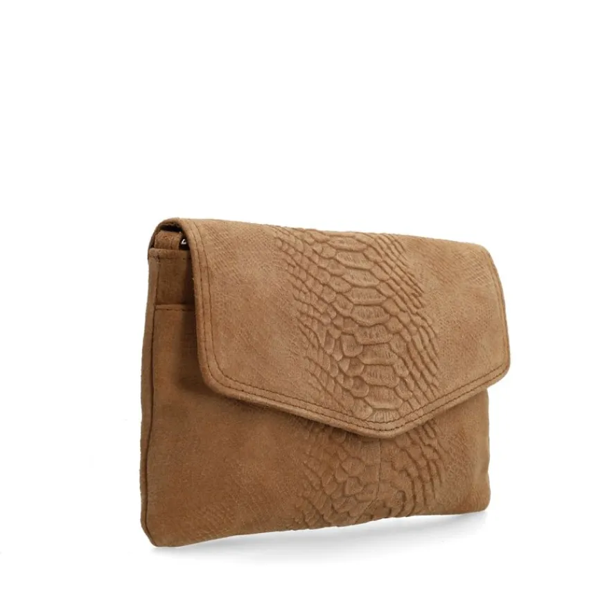 Manfield Taupe suède clutch^ Clutches