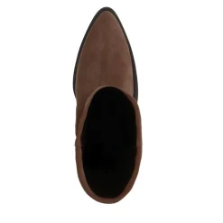 Manfield Taupe suède cowboy laarzen met flap^DAMES Enkellaarsjes