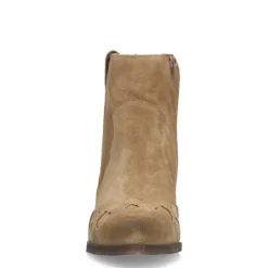 Manfield Taupe suède cowboy laarzen^DAMES Enkellaarsjes