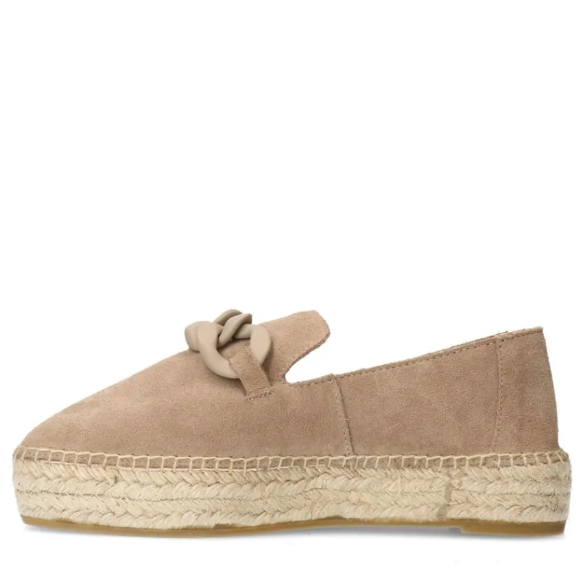 Manfield Taupe suède espadrilles met chain^DAMES Espadrilles