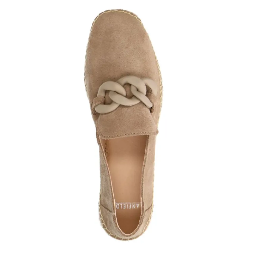 Manfield Taupe suède espadrilles met chain^DAMES Espadrilles
