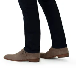Manfield Taupe suède gespschoenen^Heren Gespschoenen