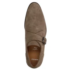 Manfield Taupe suède gespschoenen^Heren Gespschoenen