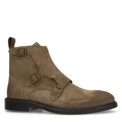 Manfield Taupe suède hoge gespschoenen^Heren Gespschoenen