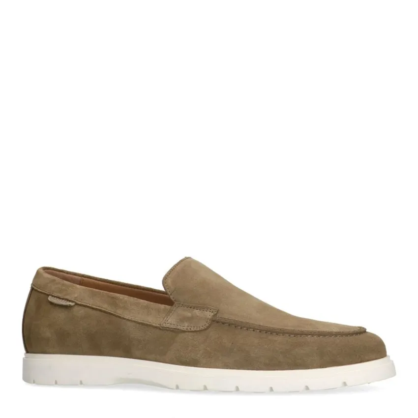 Manfield Taupe suède loafers^Heren Loafers