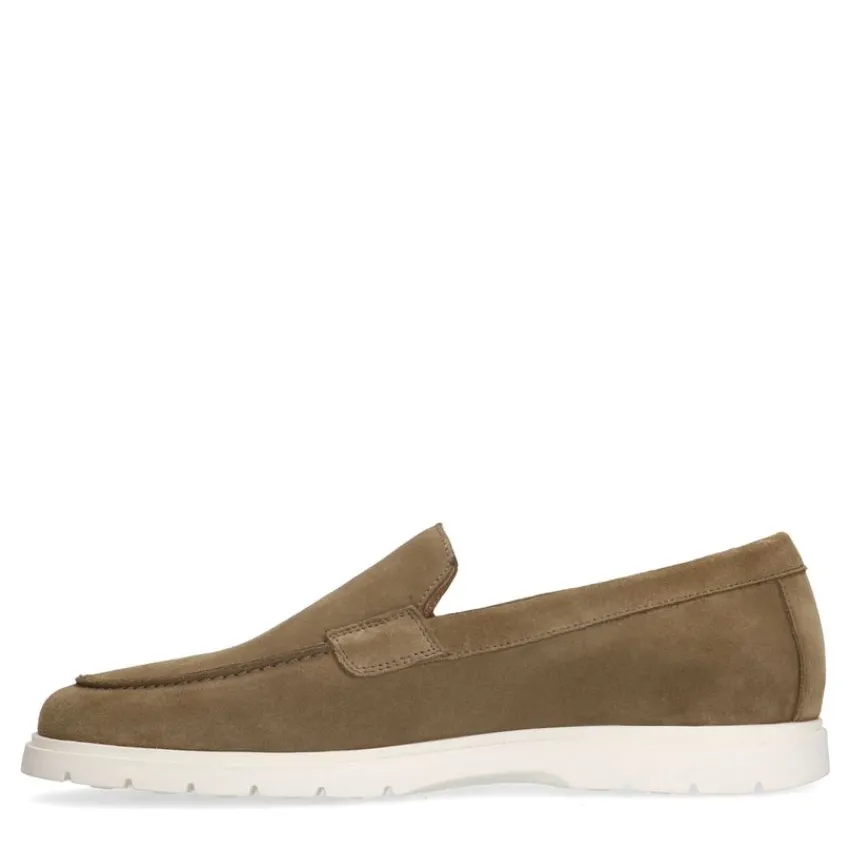 Manfield Taupe suède loafers^Heren Loafers