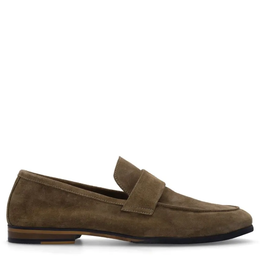 Manfield Taupe suéde loafers^Heren Loafers