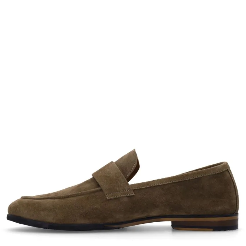 Manfield Taupe suéde loafers^Heren Loafers