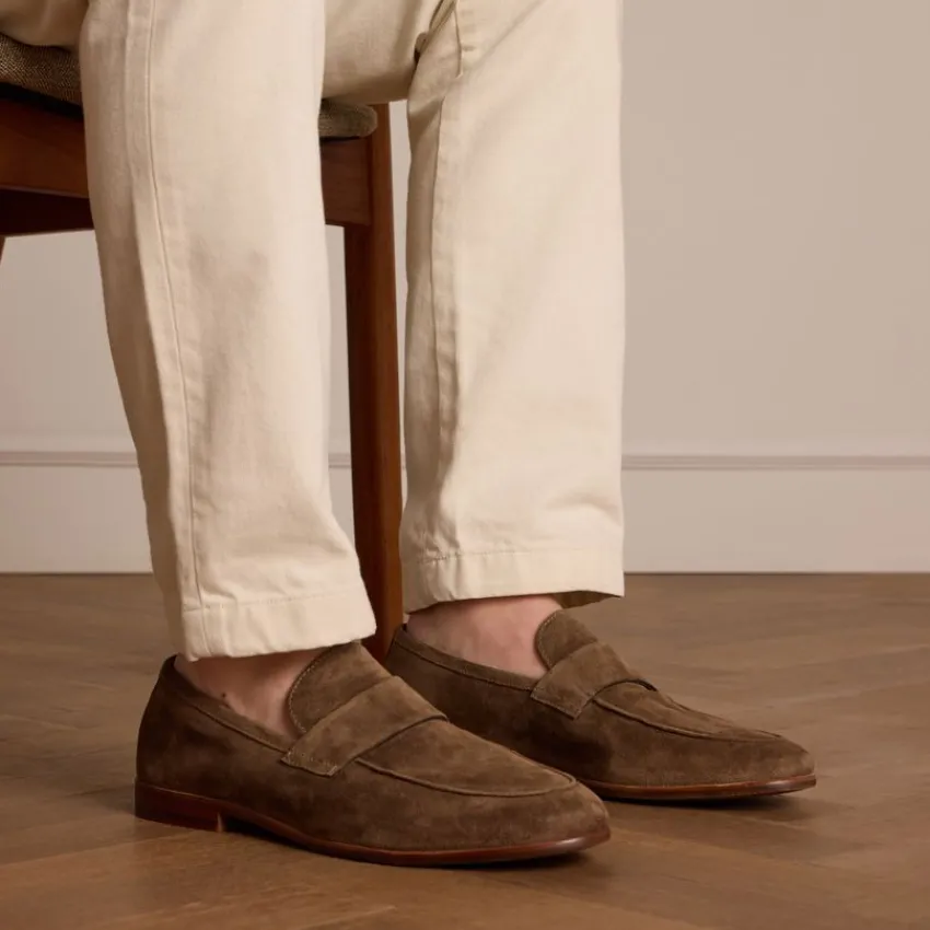 Manfield Taupe suéde loafers^Heren Loafers