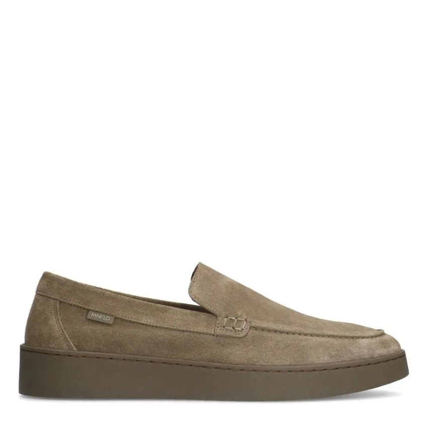 Manfield Taupe suède loafers^Heren Loafers