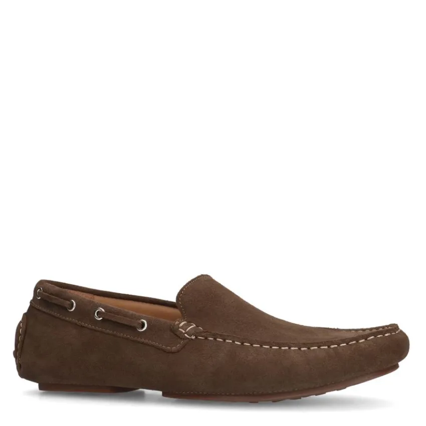 Manfield Taupe suède loafers^Heren Loafers