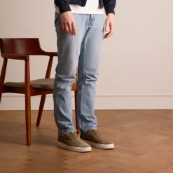 Manfield Taupe suède loafers^Heren Loafers