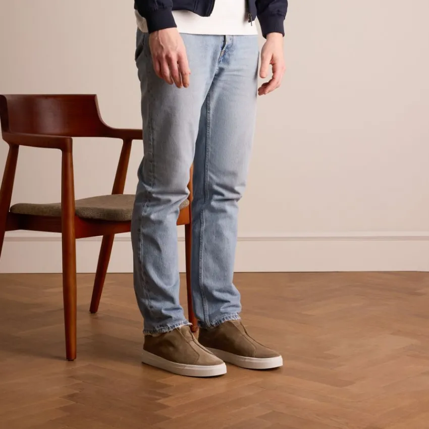 Manfield Taupe suède loafers^Heren Loafers