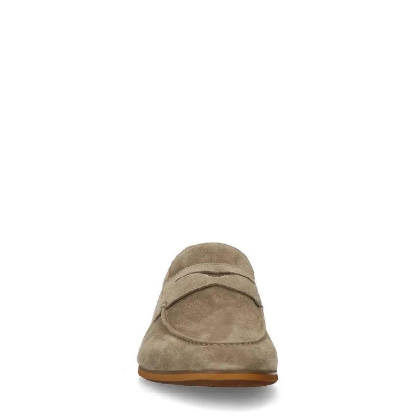 Manfield Taupe suède loafers^Heren Loafers
