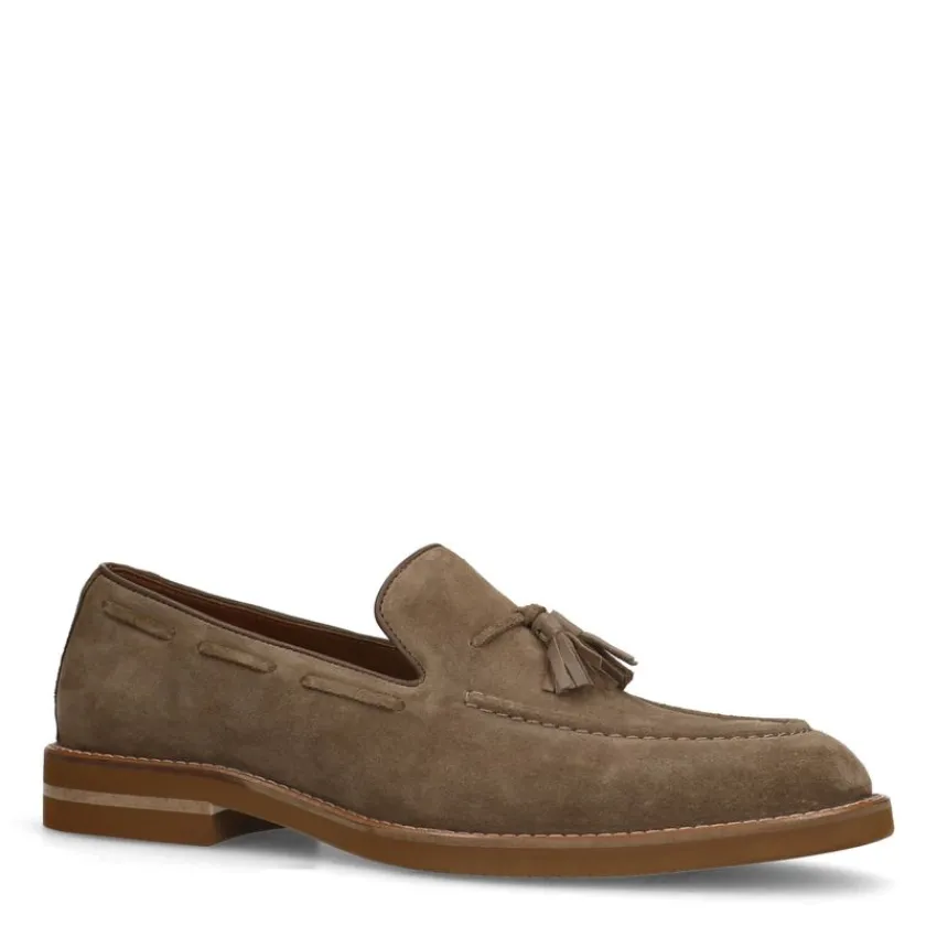 Manfield Taupe suède loafers^Heren Loafers